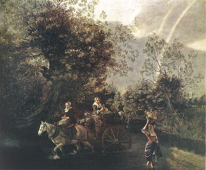 Jan Siberechts Crossing a Creek oil painting image